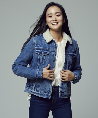 Levi's 【期間限定20%OFF】ボアシェルパトラッカージャケット レディース 中濃色