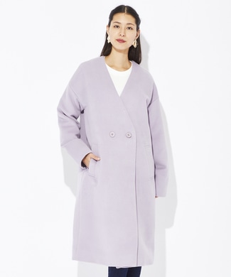 HONEYSUCKLE ROSE ノーカラーロングコート レディース ライラック