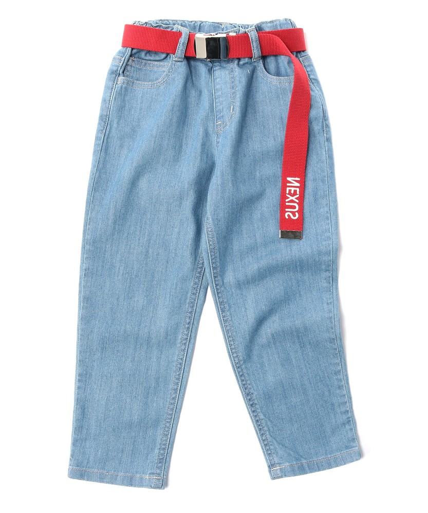 MPS GIベルト付きワイドテーパードデニムパンツ キッズ 淡色