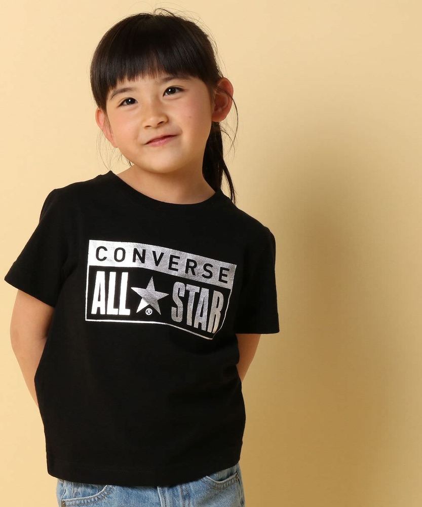 CONVERSE ボックスプリントTシャツ キッズ ブラック