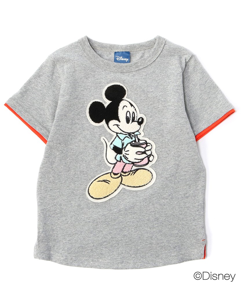 DISNEY ドリンクミッキーマウスデザインTシャツ キッズ グレー