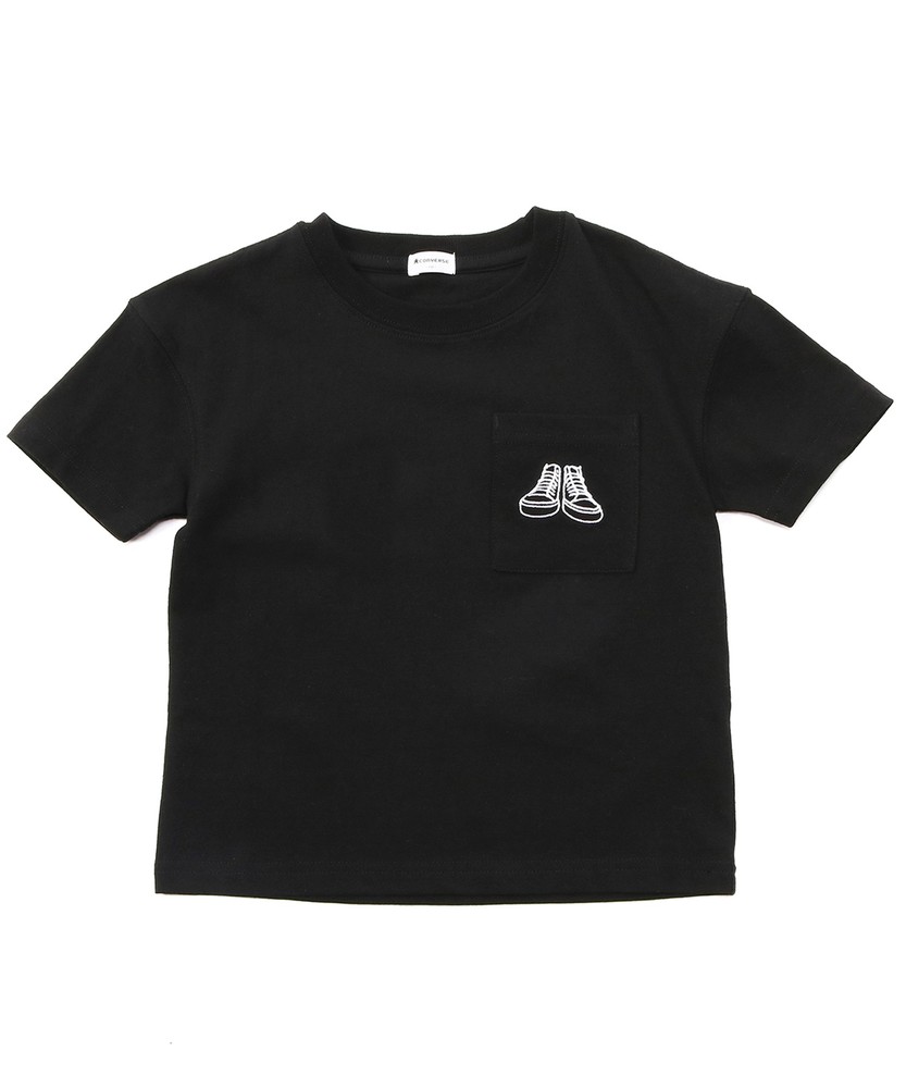 CONVERSE ポケット付きTシャツ キッズ ブラック