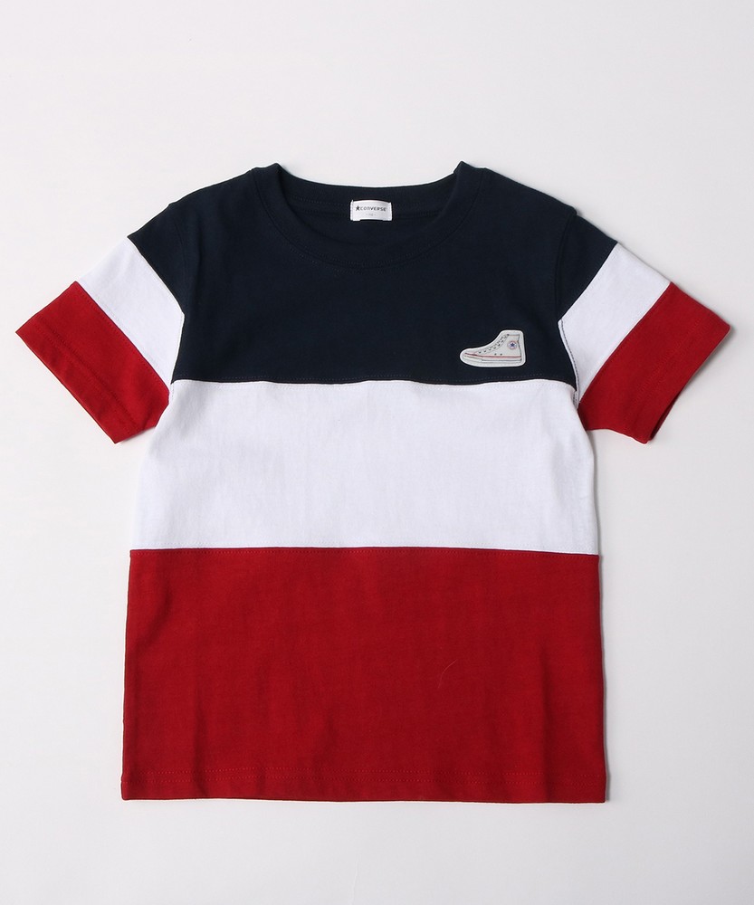 CONVERSE 横切り替えTシャツ キッズ ブルー