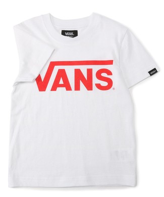 VANS 【WEB限定】クラシックロゴショートスリーブTシャツ キッズ レッド*ホワイト