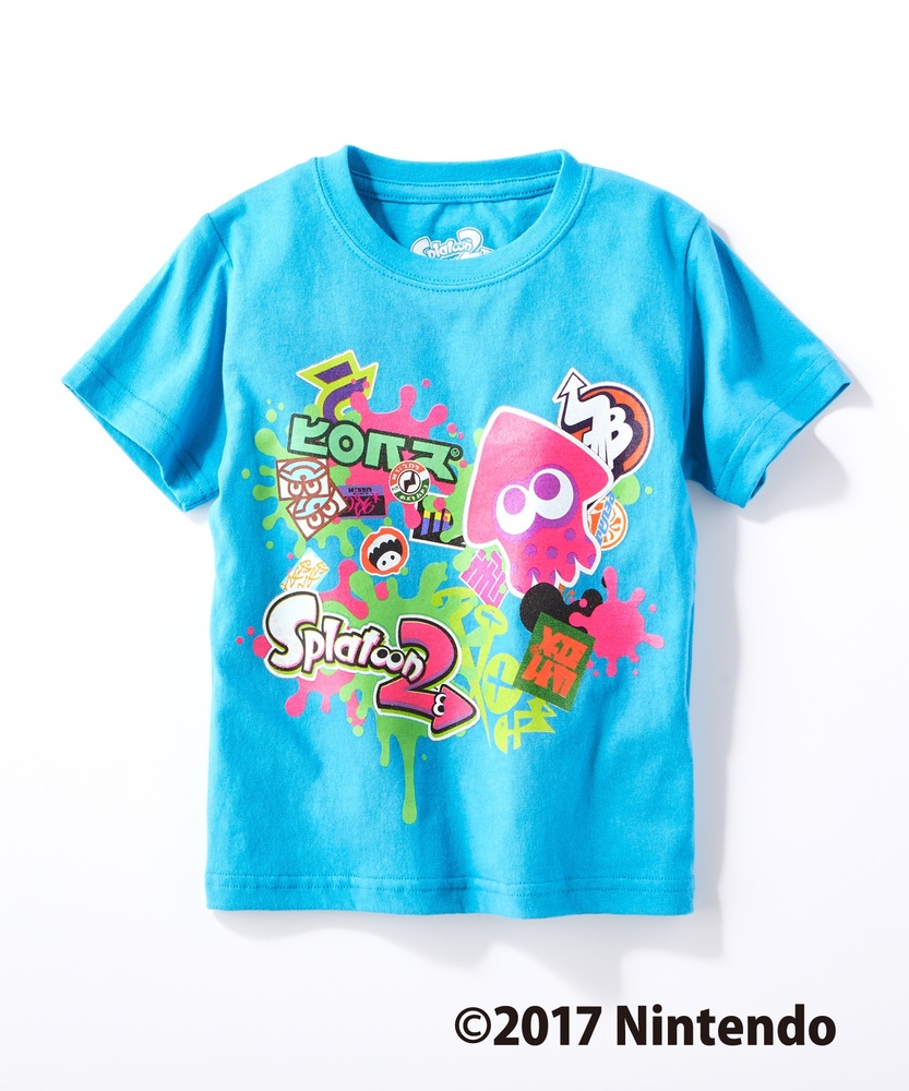 SPLATOON インクリングプリントTシャツ キッズ ターコイズ