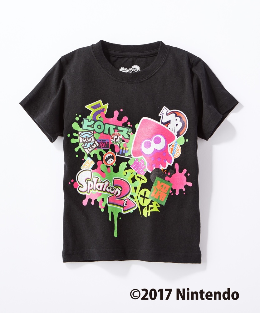 SPLATOON インクリングプリントTシャツ キッズ ブラック