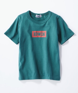 EDWIN 【予約】ボックスロゴTシャツ キッズ グリーン