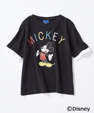 DISNEY カラフルロゴプリントTシャツ(ミッキー) キッズ ブラック