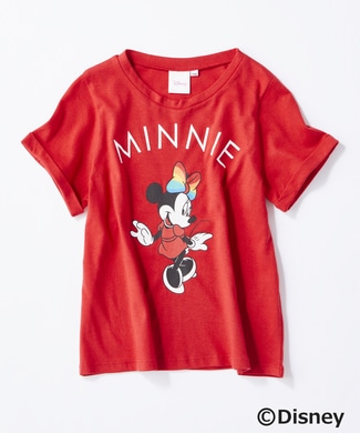 DISNEY レインボーリボンプリントTシャツ(ミニー) キッズ レッド