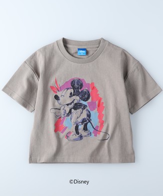 DISNEY ミッキー/プリントTシャツ ベージュ