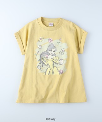 DISNEY プリンセス/袖ロールアップTシャツ オレンジ
