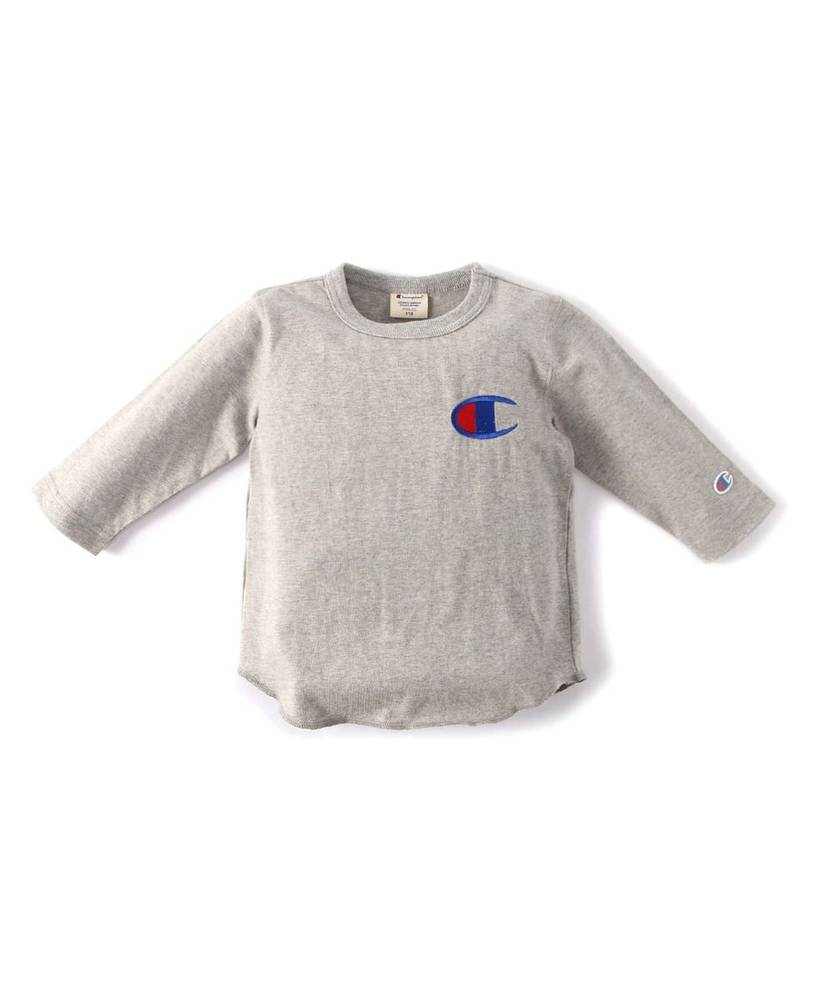 Champion 7分袖Tシャツ キッズ グレー