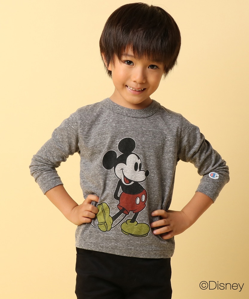 Champion 【WEB限定】ミッキーフットボールTシャツ キッズ グレー