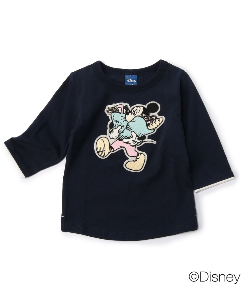 DISNEY 【WEB限定価格】ミッキーマウスデザイン プリント7分袖Tシャツ キッズ ネイビー