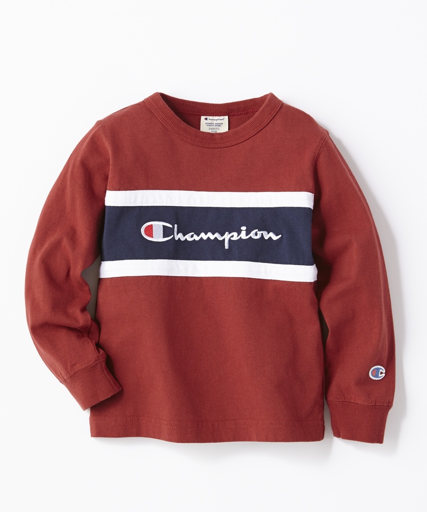 Champion 切り替えロンT キッズ レッド