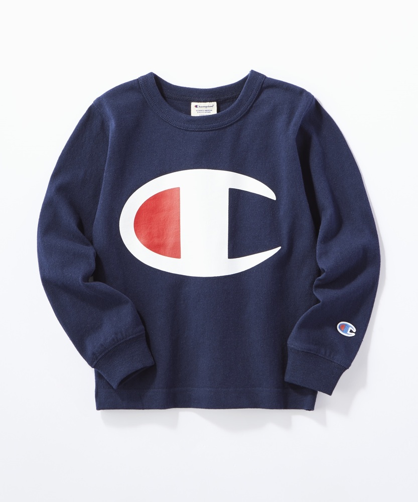 Champion 【WEB限定】ビッグロゴプリントロンT キッズ ネイビー