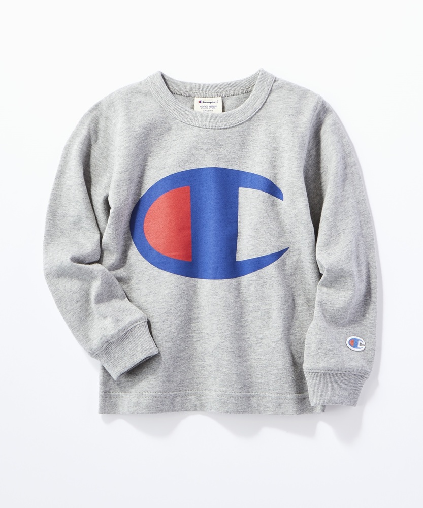 Champion 【WEB限定】ビッグロゴプリントロンT キッズ グレー