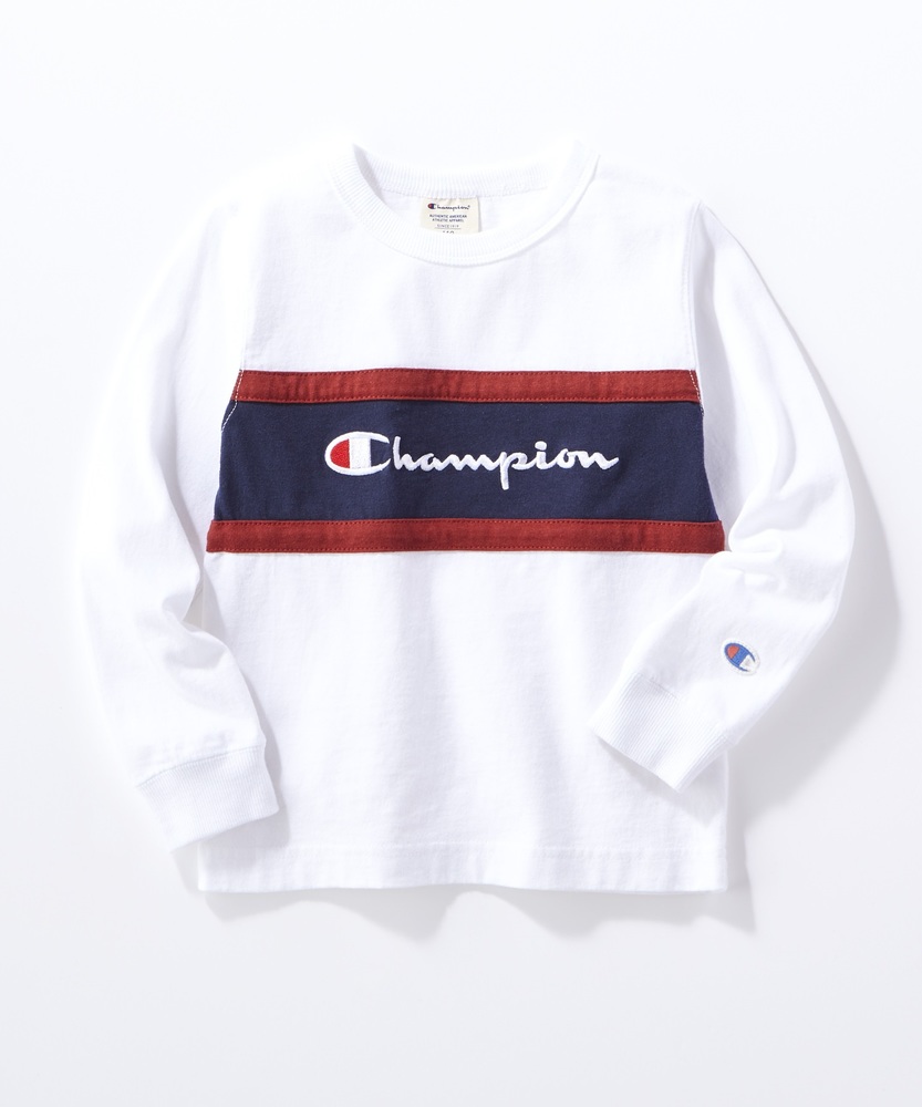 Champion 【WEB限定】切り替えロンT(ジュニアサイズ150・160cm) キッズ オフシロ