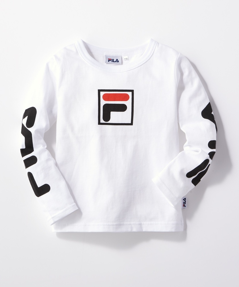 FILA 袖プリントロンT キッズ オフシロ