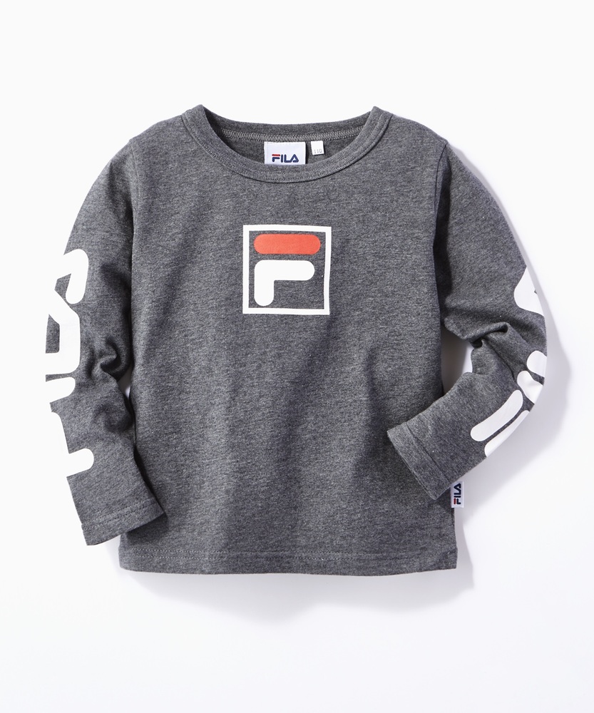 FILA 袖プリントロンT キッズ ダークグレー