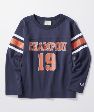 Champion フットボールロンT キッズ ネイビー