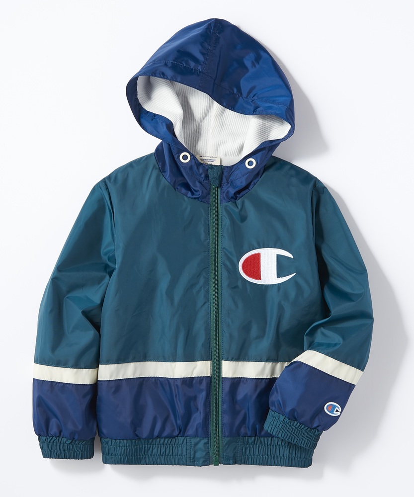 Champion (BS)切り替えフードパーカー キッズ グリーン