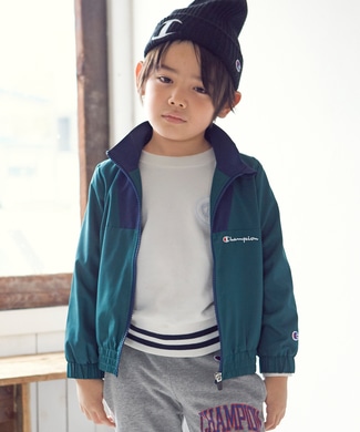 Champion 切り替えジャケット キッズ グリーン