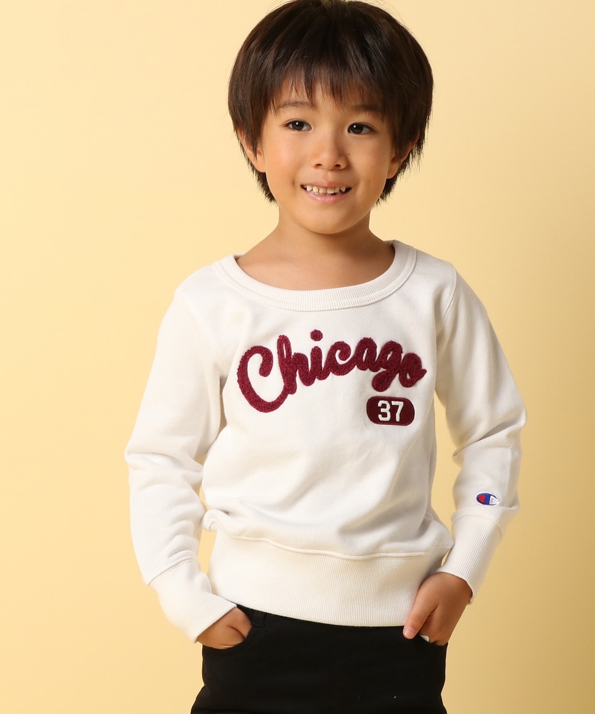 Champion 【WEB限定】サガラ刺繍スエットプルオーバー キッズ ホワイト