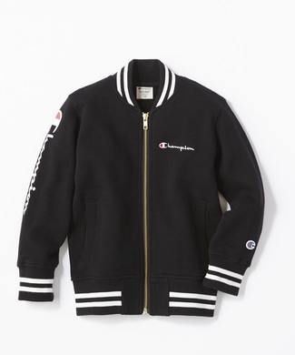 Champion リブラインジャケット キッズ ブラック
