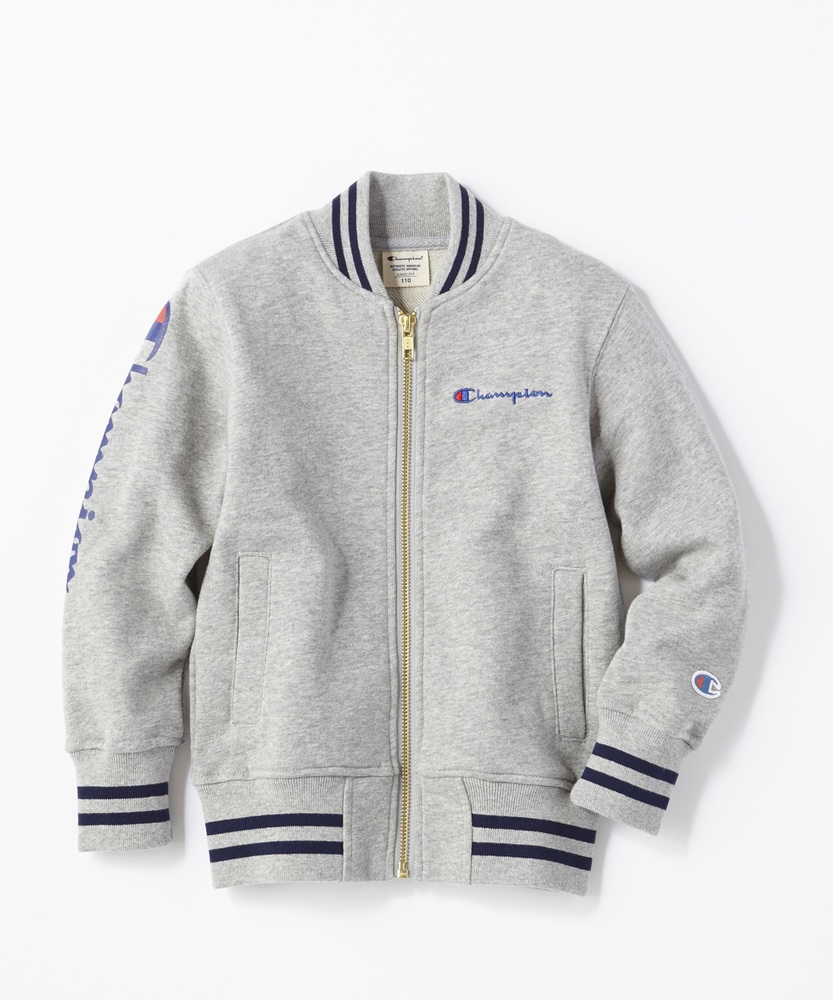 Champion リブラインスウェットジャケット キッズ グレー