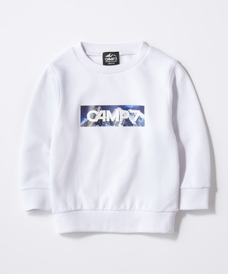 CAMP7 ボックスロゴクルーネックスウェット キッズ ホワイト