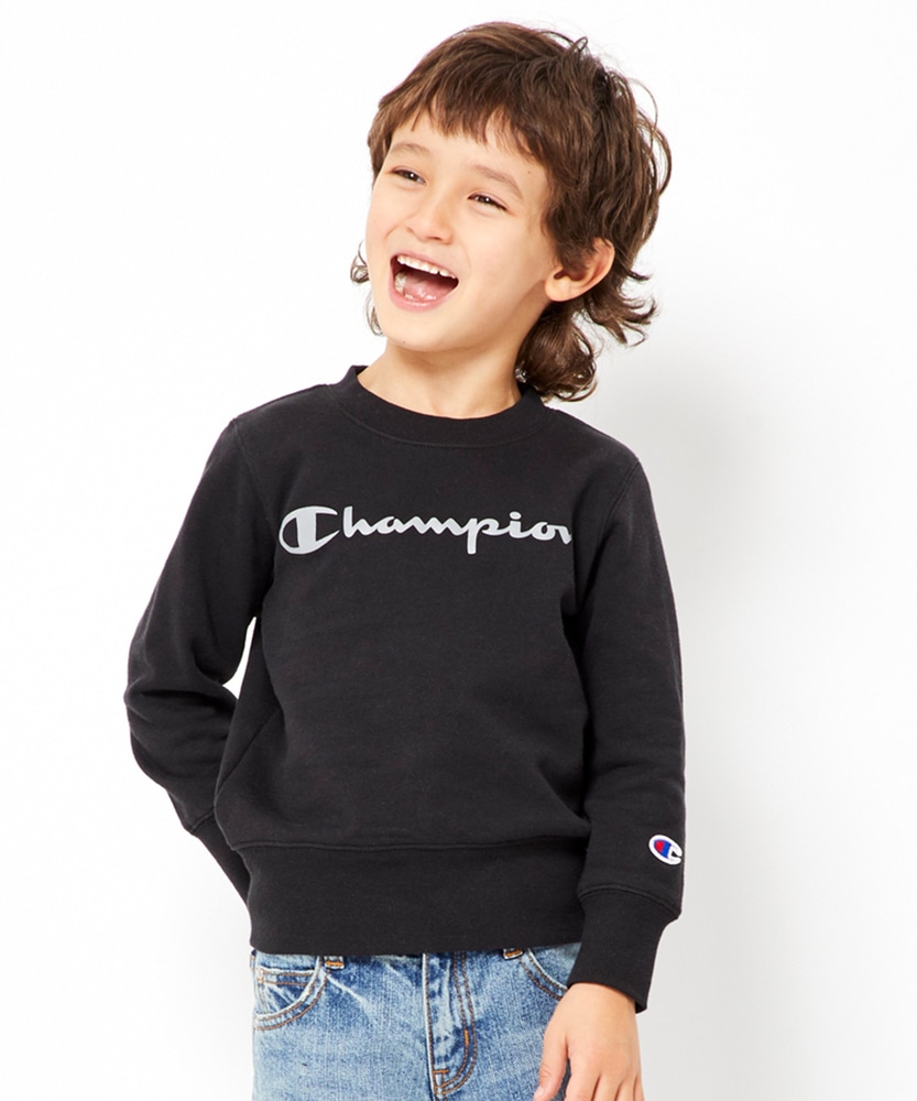 Champion リフレクタープリントスウェット キッズ ブラック