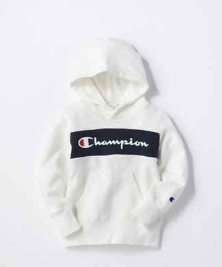 Champion 配色切替パーカー キッズ ホワイト