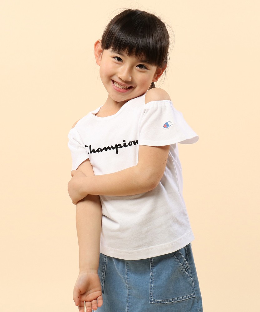 Champion 【WEB限定】肩開きTシャツ キッズ ホワイト