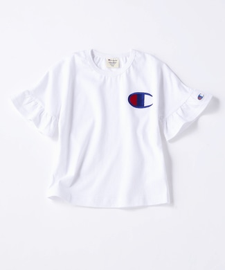 Champion 【WEB限定】フレアスリーブ刺繍Tシャツ キッズ ホワイト