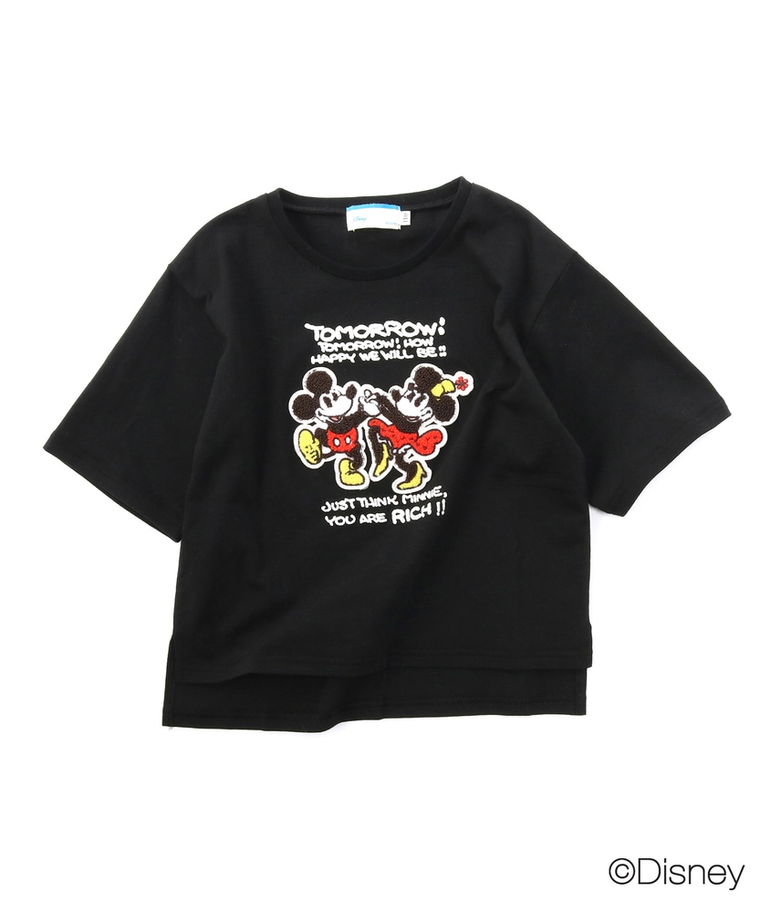 DISNEY 【WEB限定価格】サガラ刺繍&メッセージロゴTシャツ キッズ ブラック