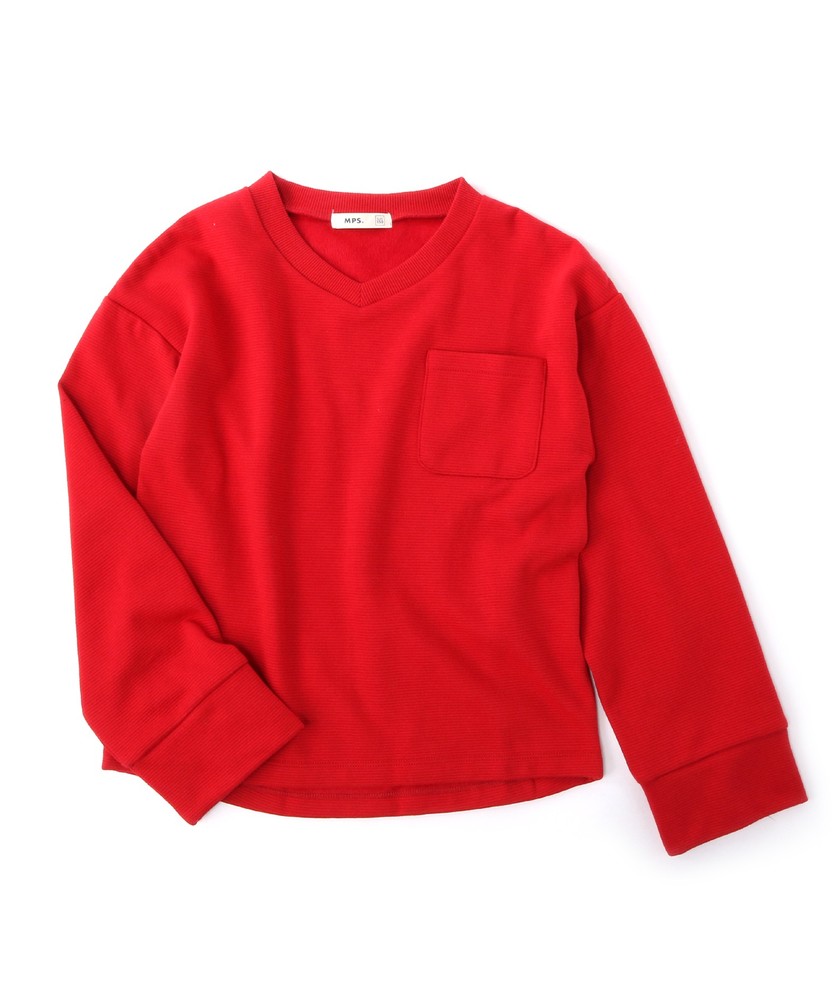MPS(150・160cm) MOCO MOCO Vネックトレーナー(ジュニアサイズ160cm) キッズ レッド
