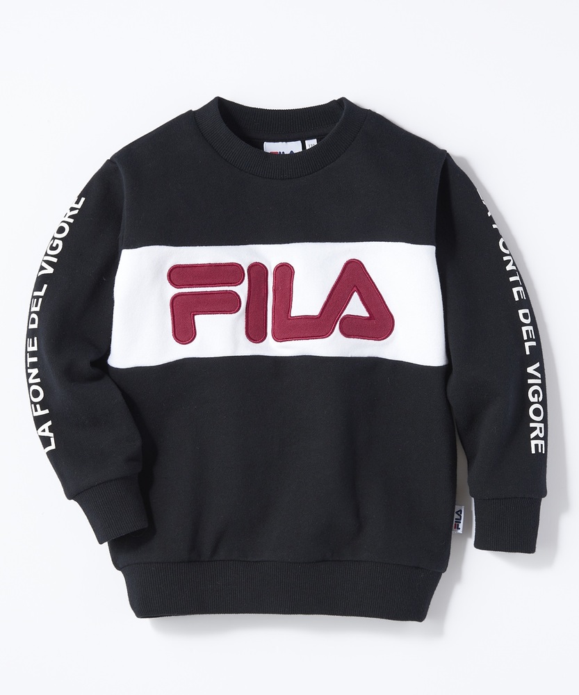 FILA 袖ロゴトレーナー キッズ ブラック