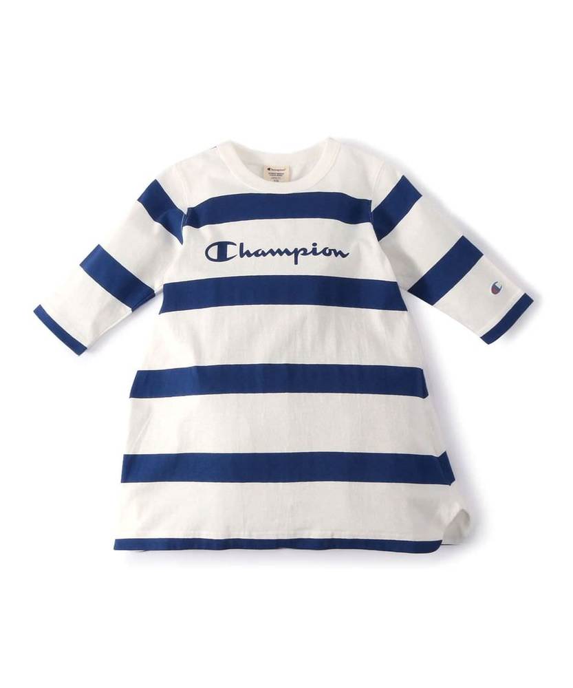 Champion 【WEB限定】3/4スリーブチュニック キッズ ホワイト*ブルー