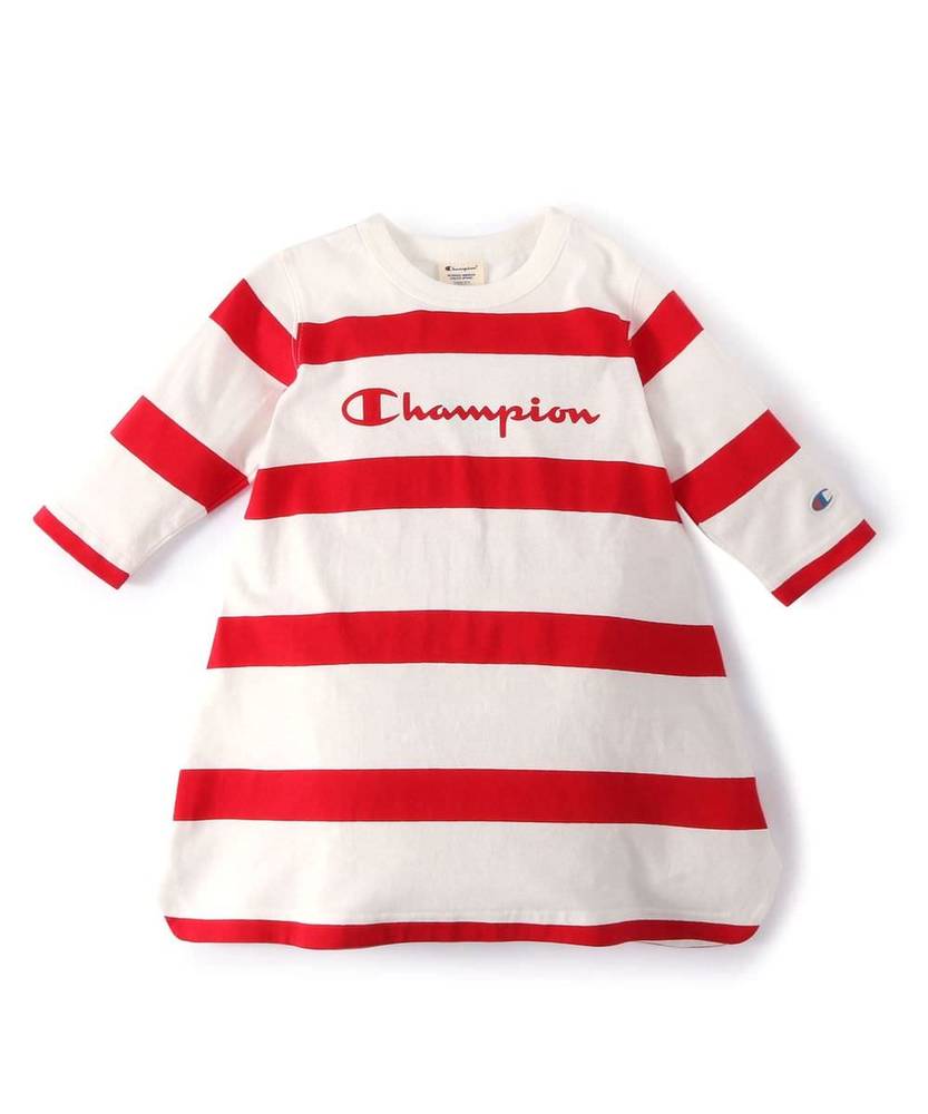 Champion 【WEB限定】3/4スリーブチュニック キッズ ホワイト*レッド