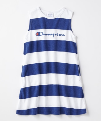 Champion 【WEB限定価格】ボーダーノースリーブワンピース キッズ ネイビー