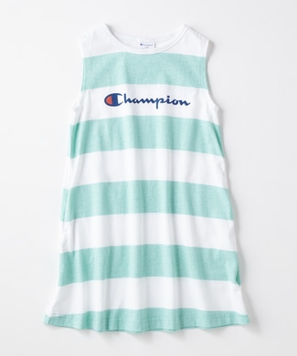 Champion 【WEB限定価格】ボーダーノースリーブワンピース キッズ ライム