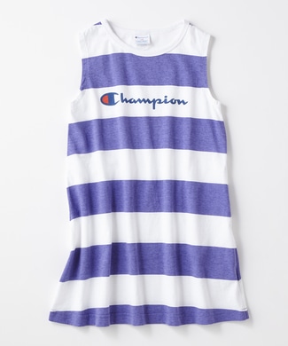 Champion 【WEB限定価格】ボーダーノースリーブワンピース キッズ パープル