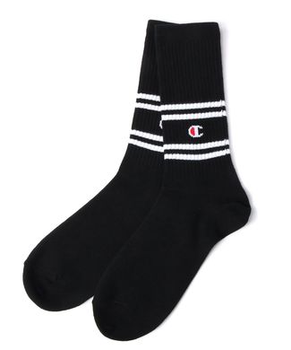 Champion ラインソックス メンズ ホワイト*ブラック