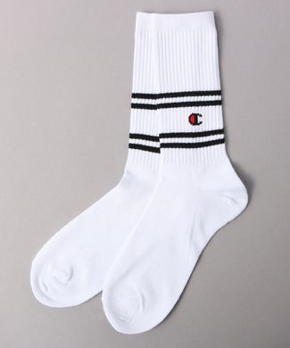 Champion ラインソックス メンズ ブラック*ホワイト