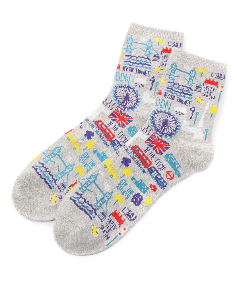 BASIC SOCKS ロンドン柄クォーターソックス メンズ グレー