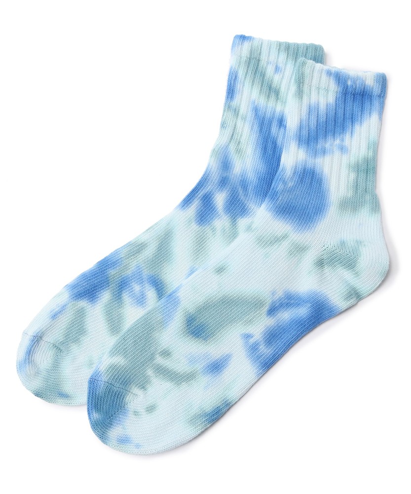 BASIC SOCKS タイダイ柄リブソックス メンズ サックス＊ロイヤルブルー