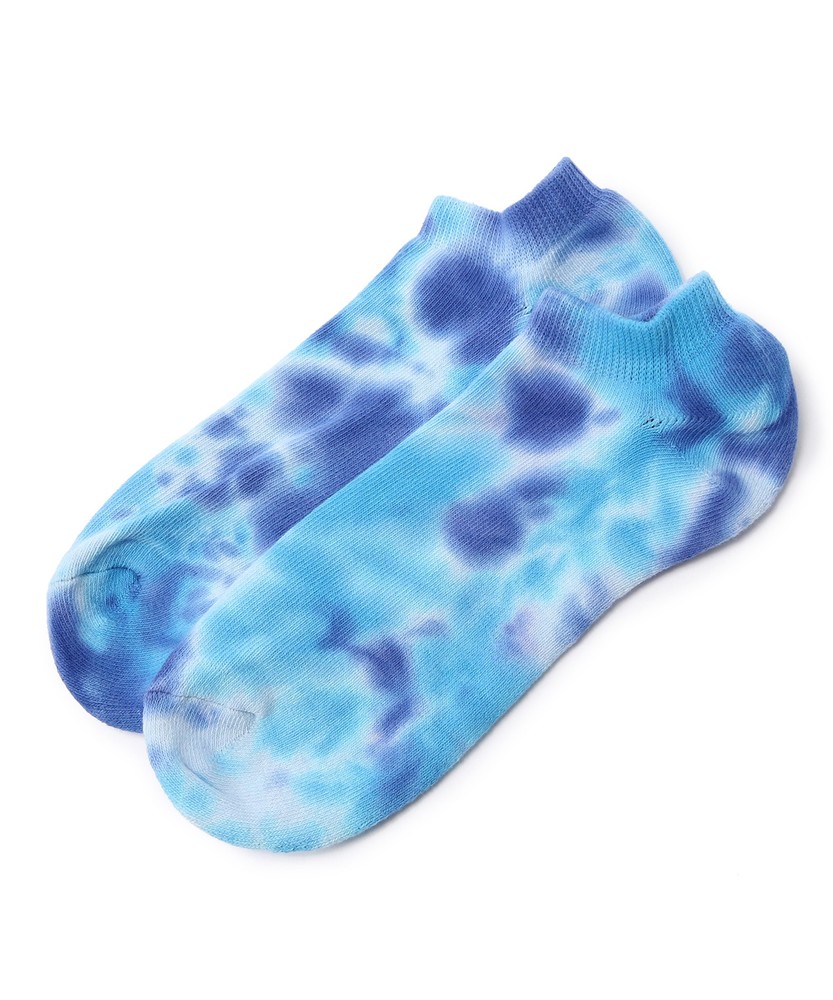 BASIC SOCKS タイダイ柄アンクルソックス メンズ ターコイズ*ネイビー