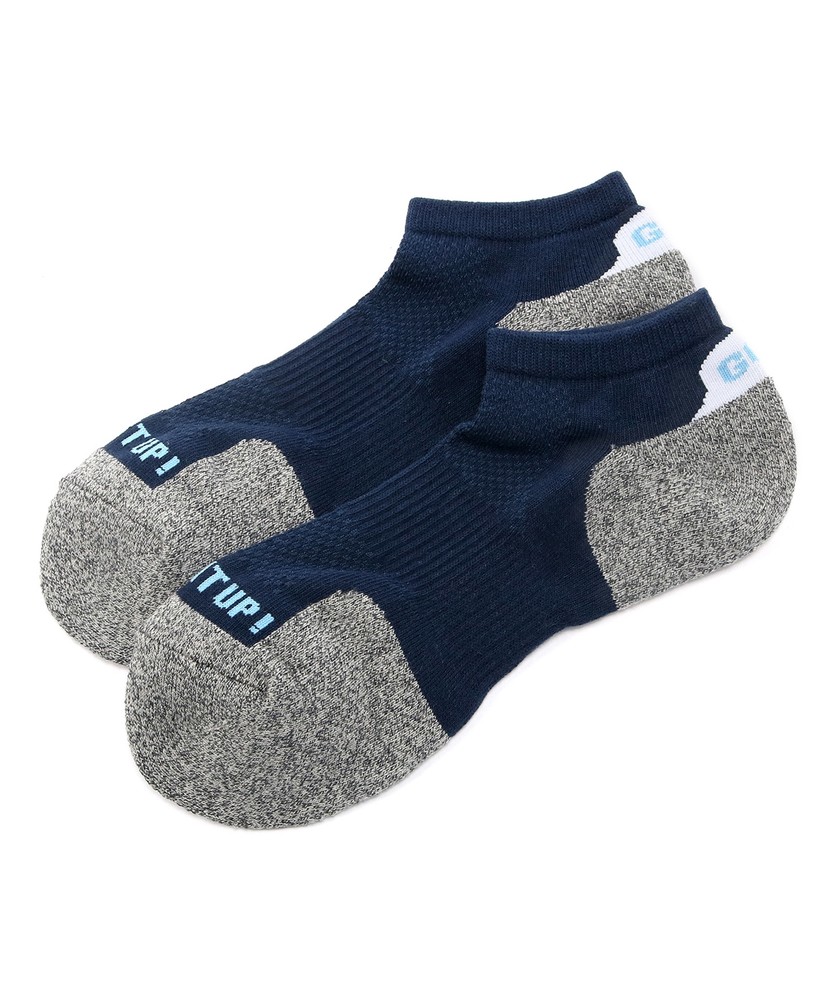 BASIC SOCKS 配色切り替えアンクル丈パイルソックス メンズ ネイビー