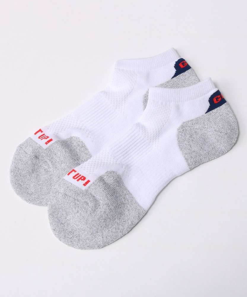 BASIC SOCKS 配色切り替えアンクル丈パイルソックス メンズ ホワイト